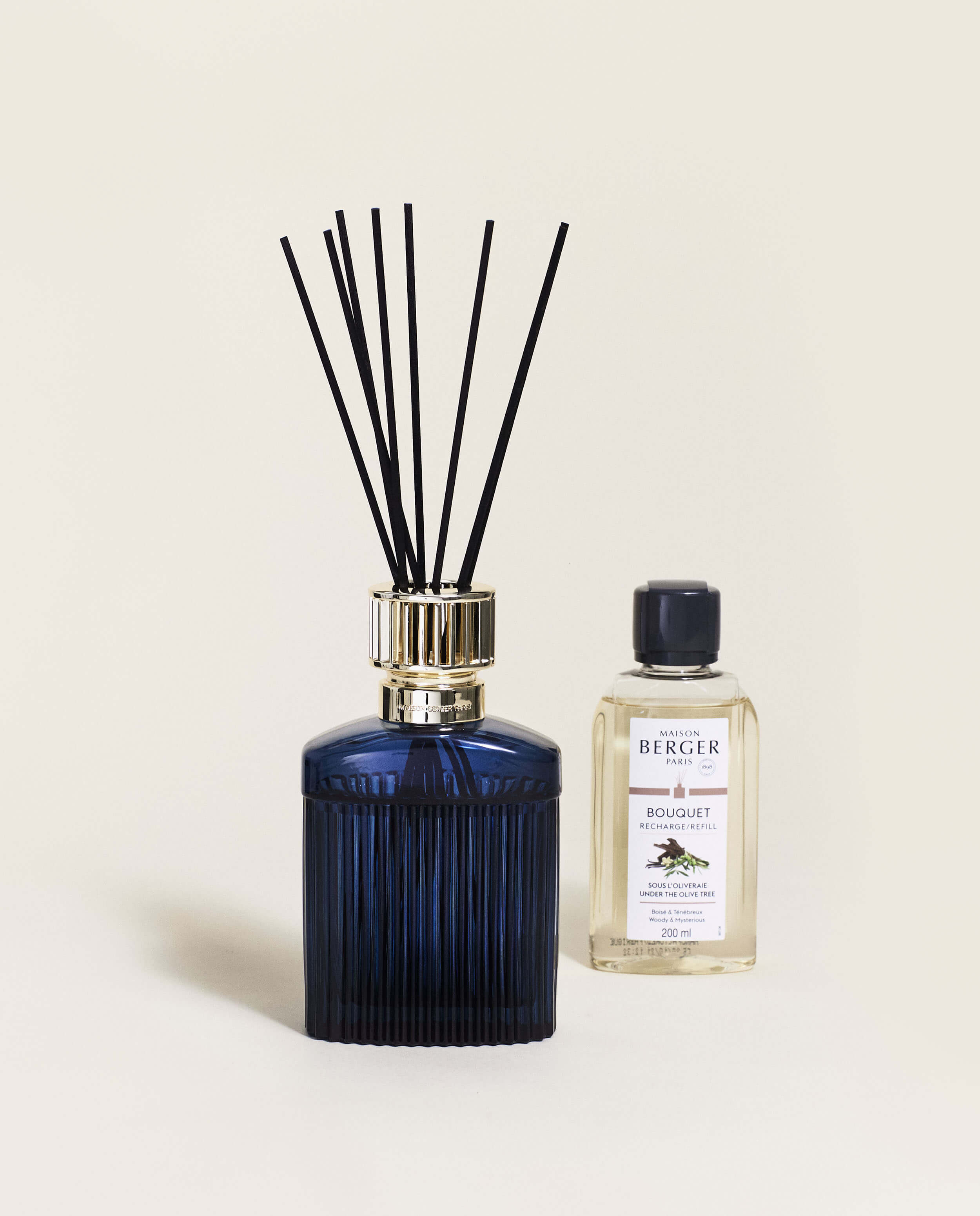 Alpha Imperial Blue Reed Diffuser Gift Set with Under the Olive Tree